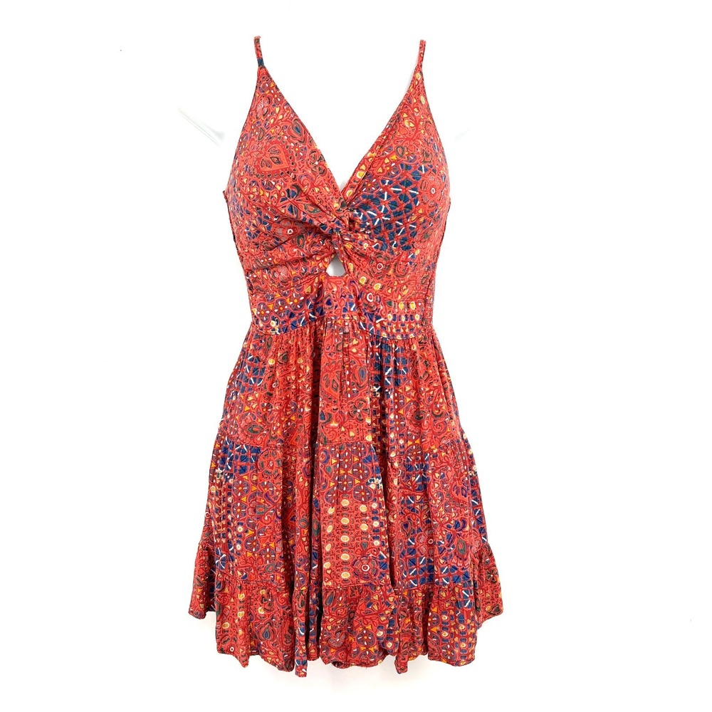 Angie cutout fit & flare boho mini dress fairycore tapestry fairy grunge S